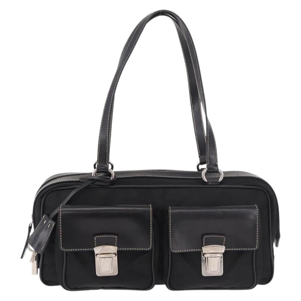 Prada Nylon Galleria Shoulder Bag Black